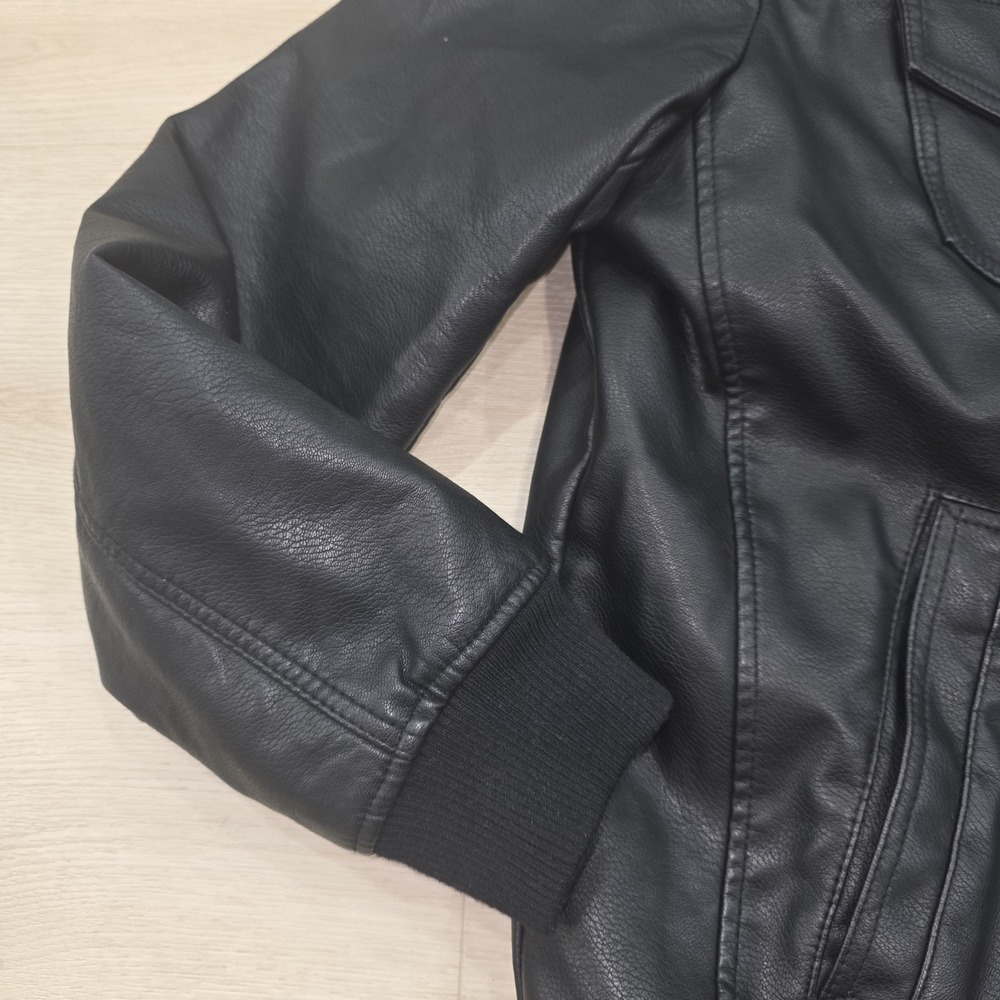 Levis Faux Leather Jacket Coat Sherpa Lined Black Aviator Bomber Size XL - Picture 4 of 15
